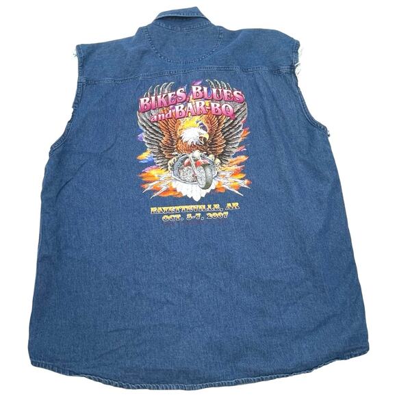 SPORTS GALLERY men's Biker denim sleeveless shirt size XXL - Picture 1 of 11